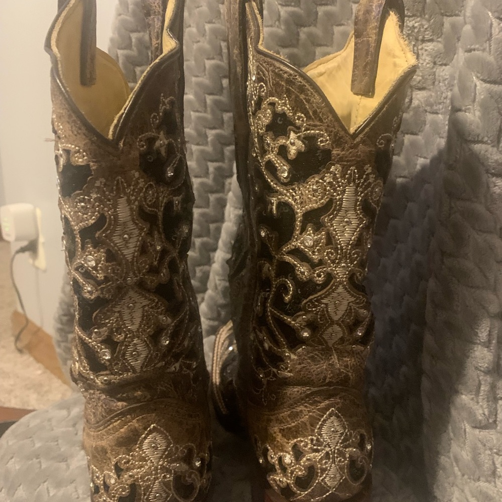 Corral Women’s Black Sequin Inlay Square Toe Boots